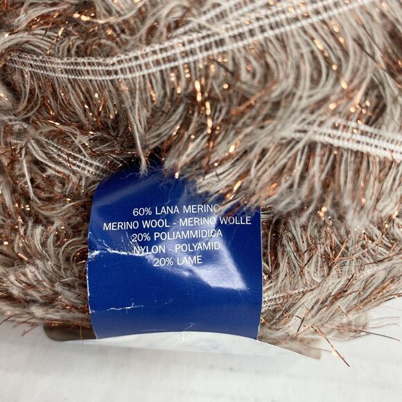 Bertagna Filati Cometa Wool Blend Eyelash Yarn 50gr White Fuzzy Gold Metallic - Picture 3 of 4